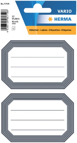 Etiket HERMA 5719 82x55mm schrift grijze rand 12 stuks
