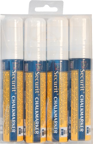 Krijtstift Securit SMA-720 blok wit 7-15mm blister à 4 stuks