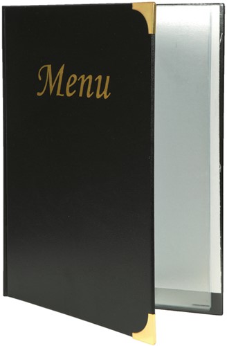 Menukaart Securit A4 4 x 2 tassen zwart