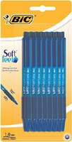 Balpen Bic soft feel clic Grip, medium, blauw, blister à 15 stuks
