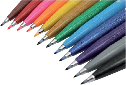 Brushpen Pentel SES15C Sign Artist standaardkleuren 12 stuks-3