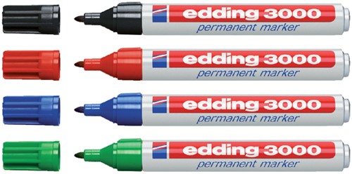 Permanent marker edding 3000, rond, 1.5-3mm, assorti, blister à 4 stuks-2