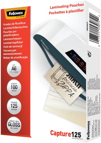 Lamineerhoes Fellowes A6 2x125micron glans 100 stuks