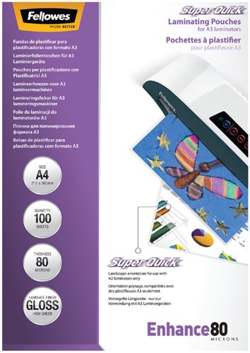 Lamineerhoes Fellowes A4 Superquick 2x80micron 100 stuks-3