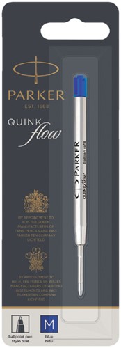 Balpenvulling Parker Quinkflow, medium, blauw, blister à 1 stuk