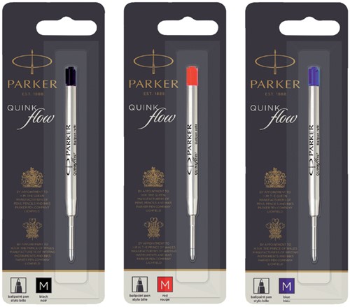 Balpenvulling Parker Quinkflow, medium, blauw, blister à 1 stuk-3