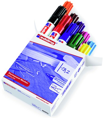 Permanent marker edding 500, schuin, 2-7mm, assorti, doos à 10 stuks