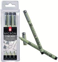 Fineliner Sakura Pigma Micron set à 3 schrijfbreedtes fijn zwart-3