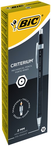 Vulpotlood Bic Criterium HB 2mm met gum metalen clip-2