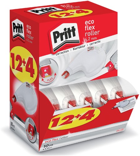 Correctieroller Pritt ECO Flex, 4.2mmx10m, promo pack à 12+4 gratis