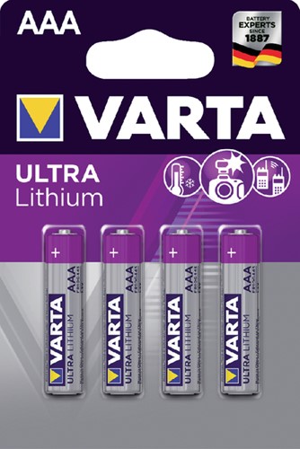 Batterij Varta Ultra Lithium, AAA, blister à 4 stuks