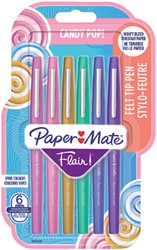 Fineliner Paper Mate Flair Candy Pop! medium assorti blister à 6 stuks