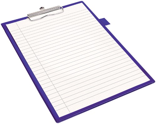 Klembord Quantore A4 staand PVC blauw met 100mm klem + penlus-2