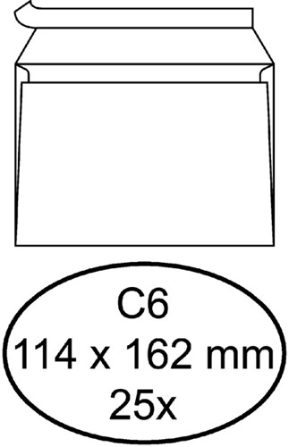 Envelop Quantore bank C6 114x162mm zelfklevend wit 25 stuks