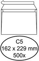 Envelop Quantore bank C5 162x229mm zelfklevend wit 500 stuks