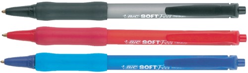 Balpen Bic soft feel grip clic, medium, blauw-3