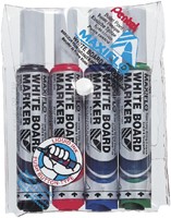 Whiteboardmarker Pentel MWL5M Maxiflo rond 3mm assorti set à 4 stuks