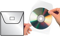Cd/dvd hoes Djois 127x127mm met klep zelfklevend transparant 10 stuks-2
