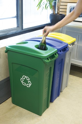 Afvalbak Rubbermaid Slim Jim Vented met luchtsleuven 87 liter grijs-3