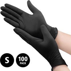 Nitril - omdoos/10x100 stuks - maat S - zwarte handschoenen ongepoederd