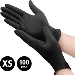 Nitril - doos/100 stuks - maat XS - zwarte handschoenen ongepoederd