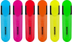 Markeerstift Kores Bright Liner Plus, 0,5-5mm, assorti, 6 neon kleuren