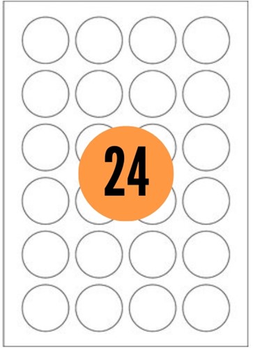 Etiketten Reprint A4 rond diameter 40mm 2400 stuks wit