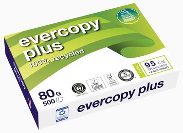 Recycled printpapier A4 80 gram Evercopy Plus, pallet 240 pakken