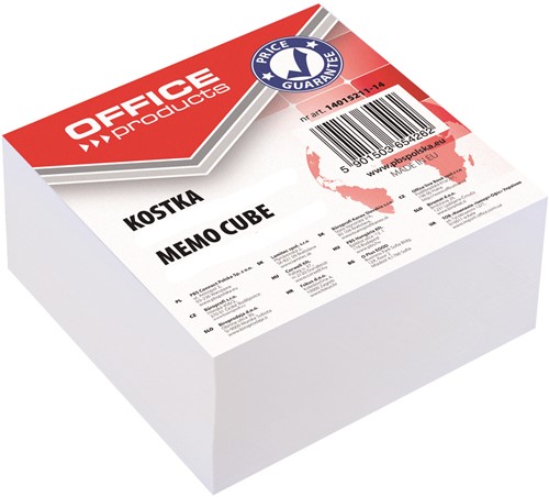 Memoblok, 85x85x40mm, kopgelijmd, wit