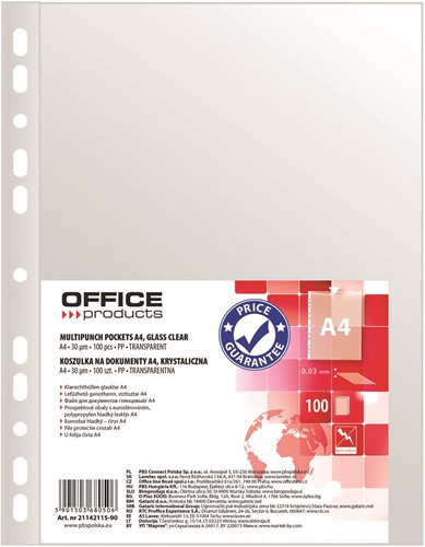 Showtas A4 30 micron 11-gaats transparant glashelder, 100 stuks