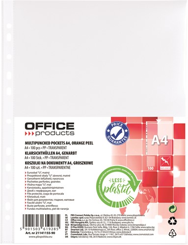 Showtas A4 30 micron 11-gaats transparant generfd, 100 stuks