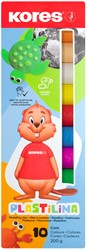 Boetseerklei Kores plastilina, 10 stuks à 20 gram, felle kleuren