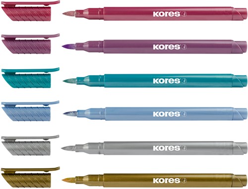 Brush tip marker Kores, "Metallic Style", set van 6 stuks, metallic kleuren-3
