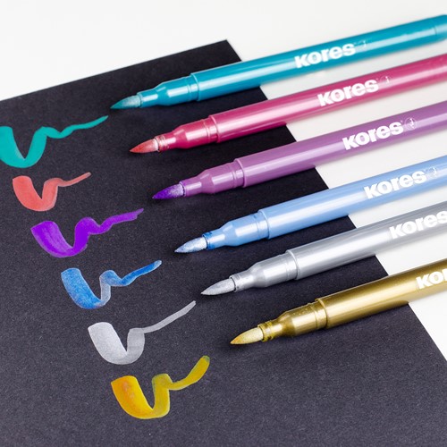 Kores brush tip marker Metallic Style set van 6 metallic kleuren 21461.PT05