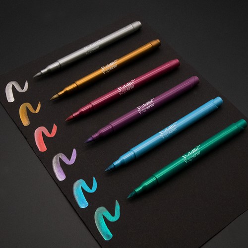 Kores brush tip marker Metallic Style set van 6 metallic kleuren 21461.PT07