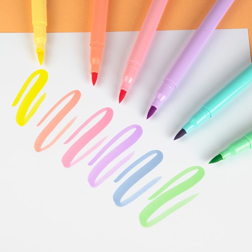 Kores brush tip markers set van 6 pastel kleuren 21462.PT03