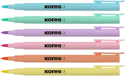 Kores brush tip markers set van 6 pastel kleuren 21462.PT04