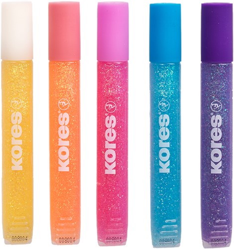 Glitterlijm pennen Kores, set 5x10,5ml, pastel kleuren-2