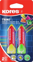 Gum Kores, driehoekig "TRINO", 2 neon kleuren op blister
