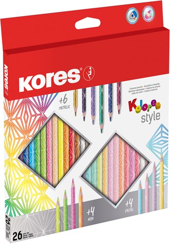 Kores kleurpotloden, driehoekig, 26 kleuren Kolores Style 93320.PT06