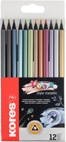 Kleurpotloden Kores driehoekig "Kolores Metallic Style", 12 stuks