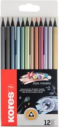 Kleurpotloden Kores driehoekig "Kolores Metallic Style", 12 stuks