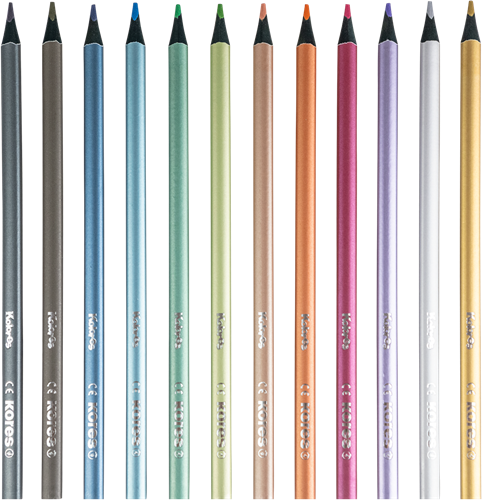 Kleurpotloden Kores driehoekig "Kolores Metallic Style", 12 stuks-2