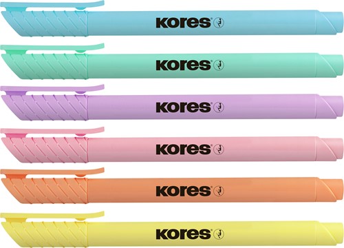 Markeerstift Kores "High Liner pastel", set van 6 stuks, pastel kleuren-2