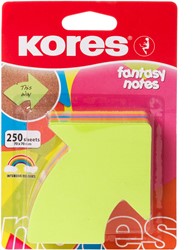 Memoblok Kores, pijlvorm "Arrow", 70x70mm, 250vel, 5 kleuren