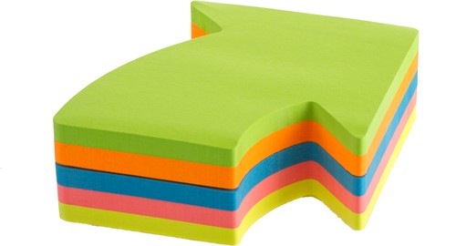 Memoblok Kores, pijlvorm "Arrow", 70x70mm, 250vel, 5 kleuren-2