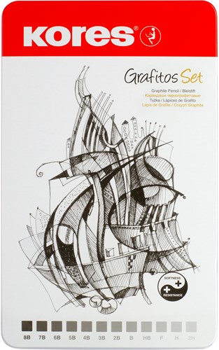 Potloden Kores, 12 hardheden, "GRAFITOS Art-Set"
