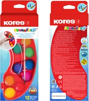 Verfdoos Kores, 12 kleuren en penseel, "AKUARELLOS"-3