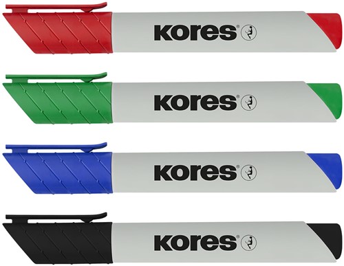 Whiteboard markers Kores "ECO XW1", 90% recycled plastic, 3mm beitel punt, set van 4 kleuren-2