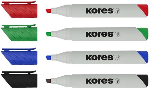 Whiteboard markers Kores "ECO XW1", 90% recycled plastic, 3mm beitel punt, set van 4 kleuren-3